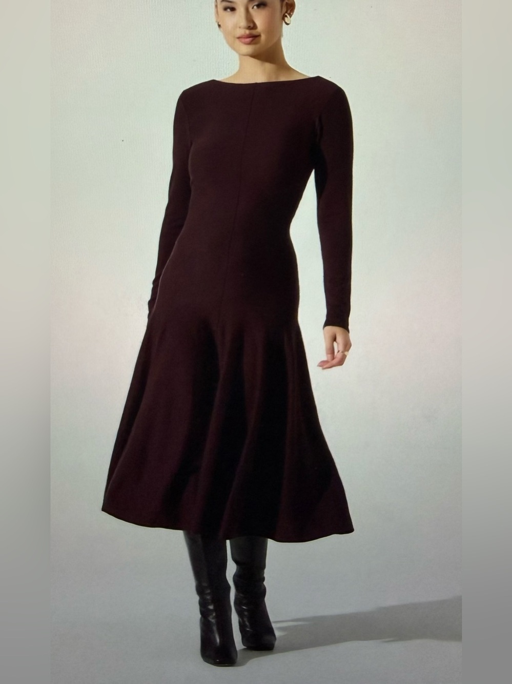 ASTR the Label Doreyda Scoop Back Midi Sweater Dress in Eggplant
